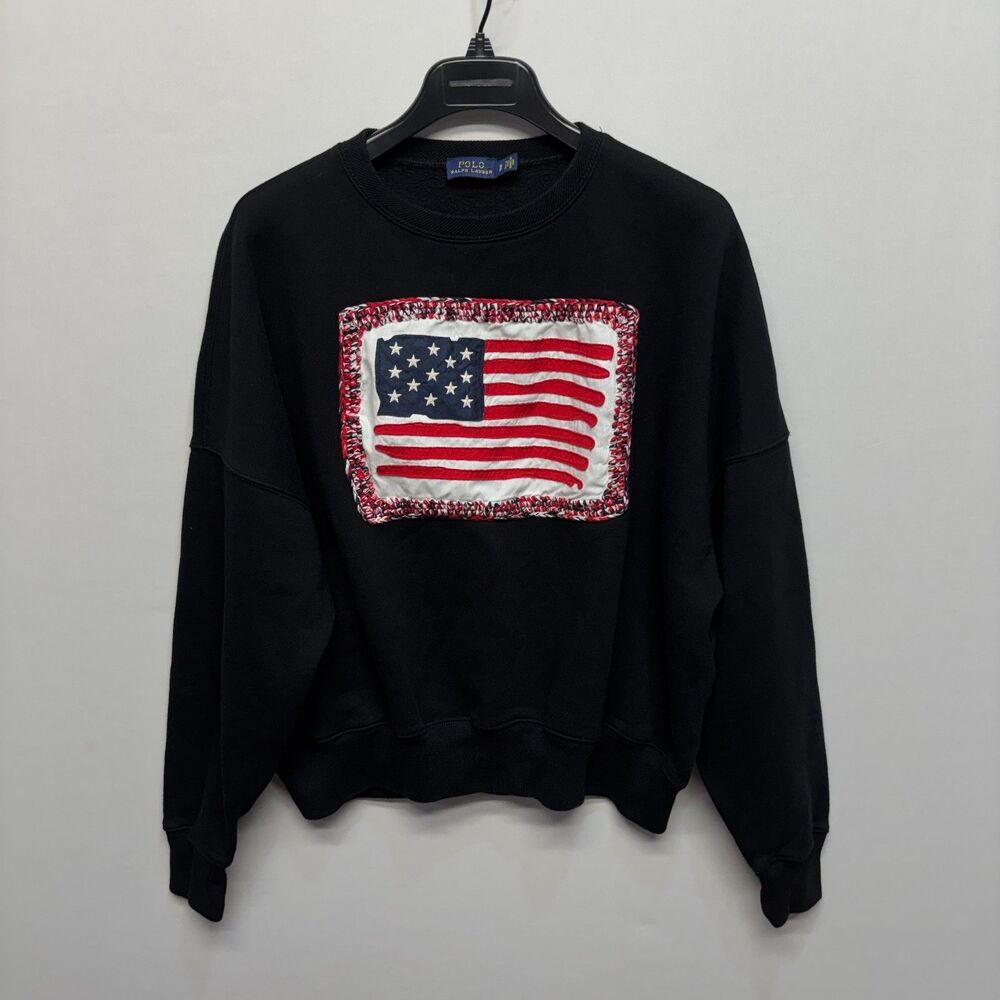 Polo Ralph Lauren Women Embroidered American Flag Sweater Size Small D100 -18